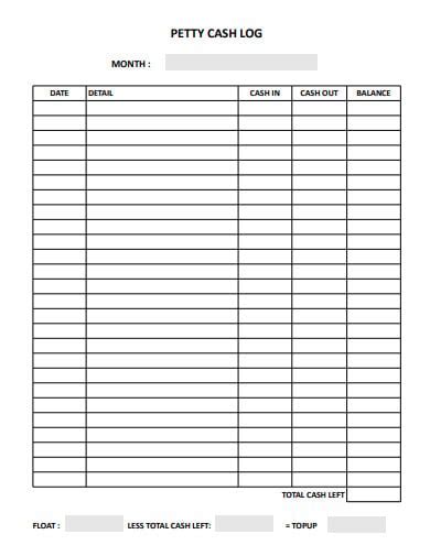 Petty Cash Log Template Free Download Printable Templates - Riset