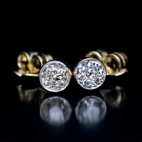 Antique 1 Ct Old Mine Cut Diamond Stud Earrings Ref: 274863 - Antique Jewelry | Vintage Rings ...