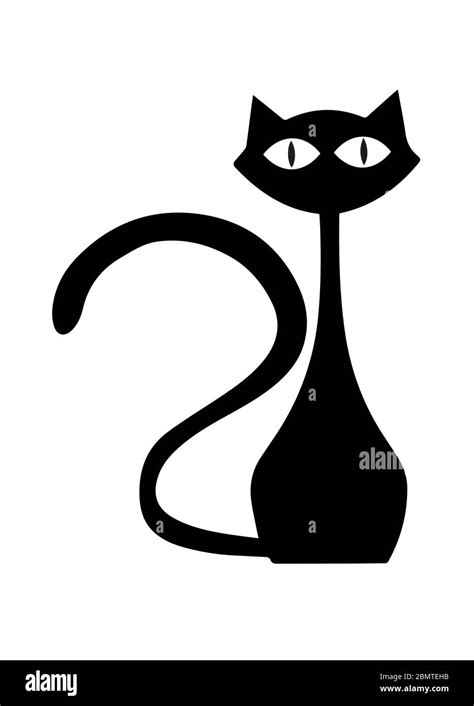 Cat silhouette on white background Stock Photo - Alamy