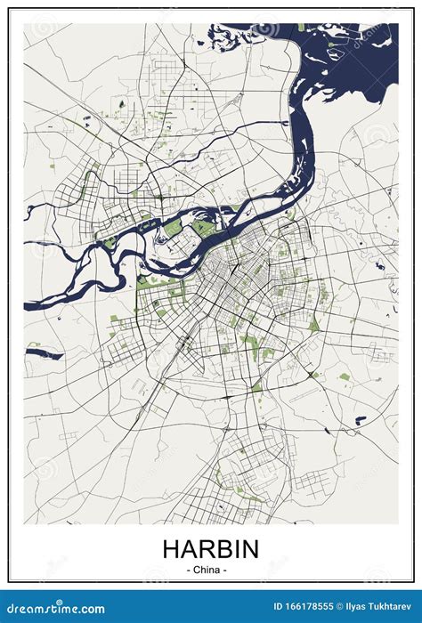 Map of the City of Harbin, China Stock Vector - Illustration of plan ...