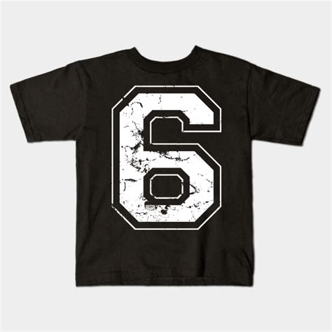 Number 6 Six White Jersey Sports Athletic Player - Jersey Number 6 - Kids T-Shirt | TeePublic