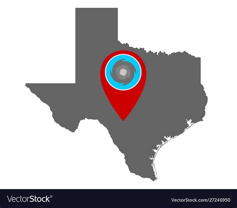 Map texas and pin hurricane warning Royalty Free Vector