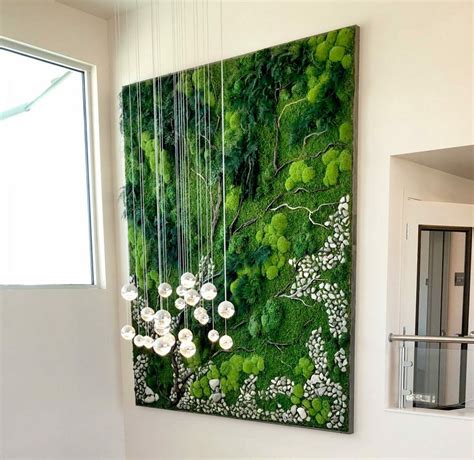 Moss Art 48″w x 60″h | Red Square Flowers