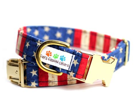 Personalized American Flag dog collar USA Dog Collar