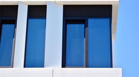 Premium Photo | A blue window with a white frame and a black frame