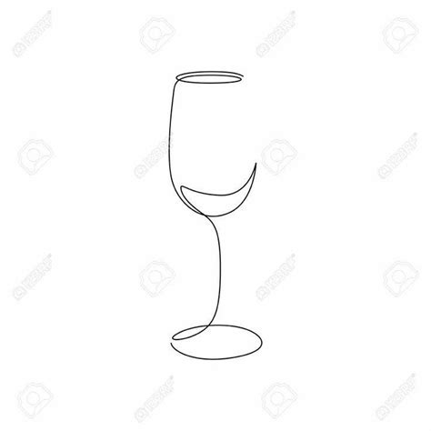 a single line drawing of a wine glass on a white background stock photo ...