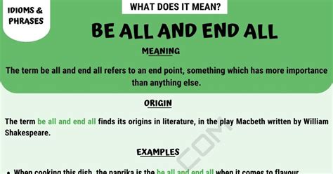 Be All and End All: Meaning, Origin and Helpful Conversation Examples • 7ESL