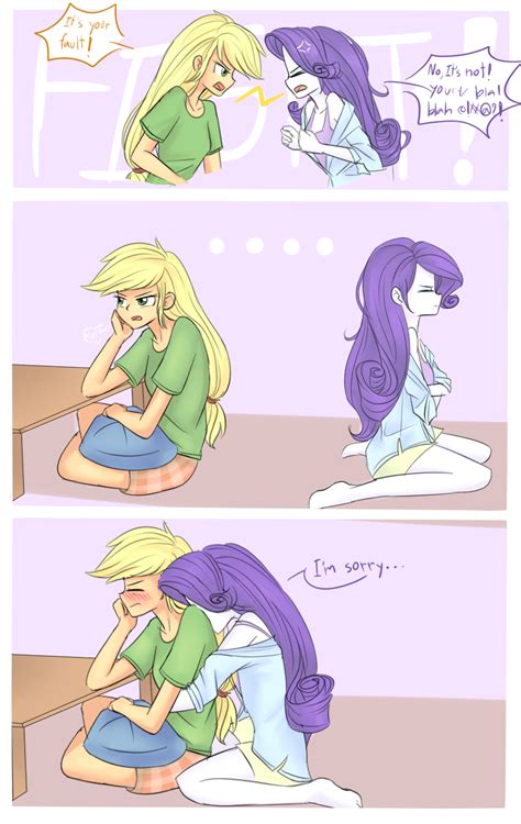 #1715295 - safe, artist:tcn1205, character:applejack, character:rarity, species:human, ship ...