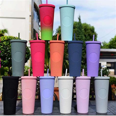 Custom Diamond Design Plastic Coffee Tumbler Double Wall Rhinestone ...