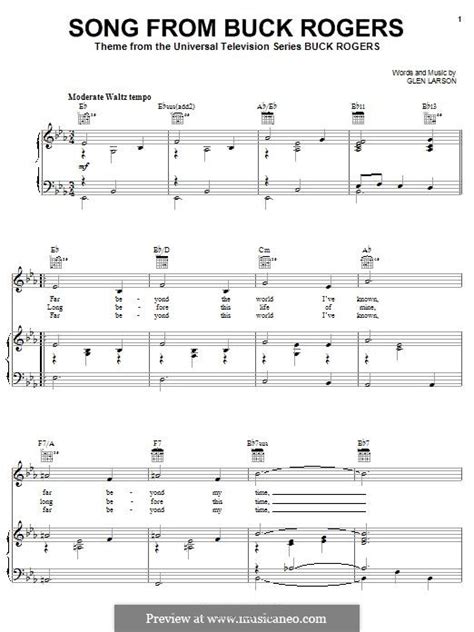 Song from Buck Rogers by G. Larson - sheet music on MusicaNeo