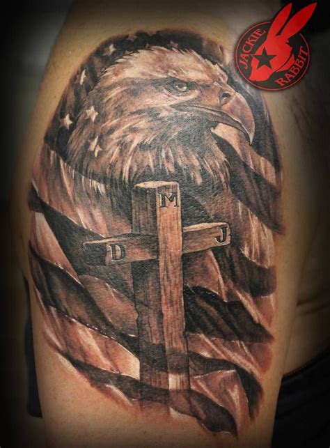 Eagle American flag Cross Tattoo by Jackie Rabbit by jackierabbit12 | Patriotic tattoos, Cross ...