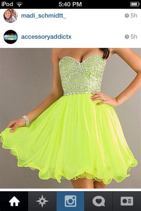 Lime green dress | Strapless party dress, Neon prom dresses, Prom dresses yellow