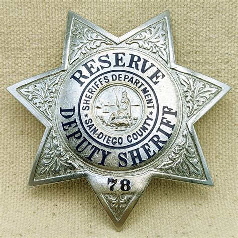 Great Rare 1940s San Diego Co CA Reserve Deputy Sheriff Badge #78 by C Entenmann: Flying Tiger ...