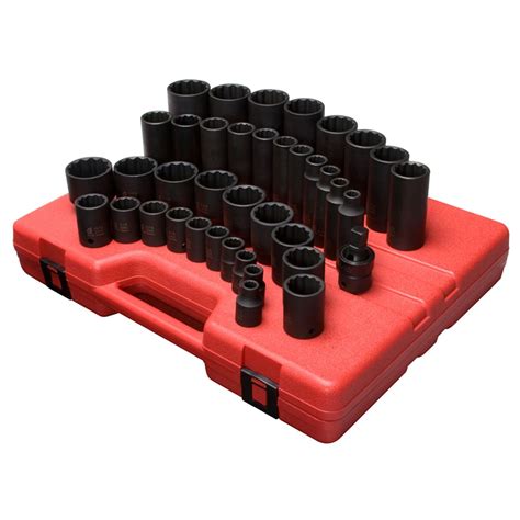 1/2 In Dr 12 Point SAE Master Impact Socket Set - 39-Pc - Sunex Tools