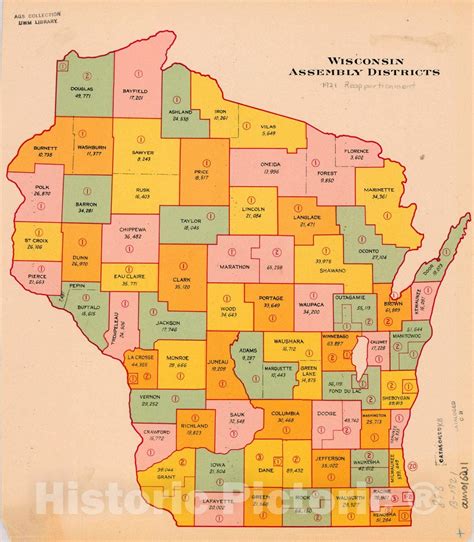 Map : Wisconsin 1921, Wisconsin assembly districts : [1921 reapportion - Historic Pictoric