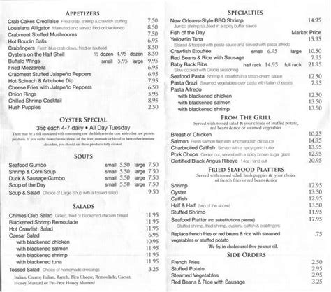 Menu at The Chimes pub & bar, Baton Rouge