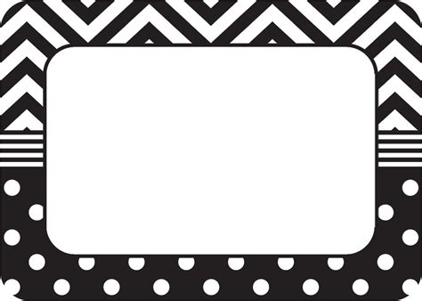 Black & White Chevrons and Dots Name Tags/Labels - TCR5548 | Teacher Created Resources