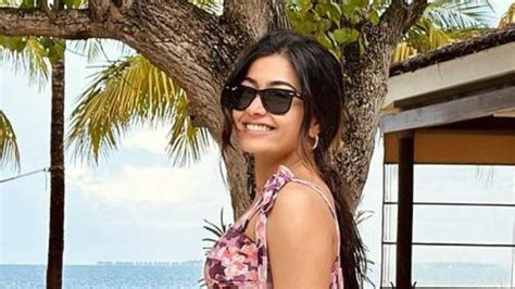 Rashmika Mandanna stuns in a floral cut-out dress as she wraps up her Maldives vacation