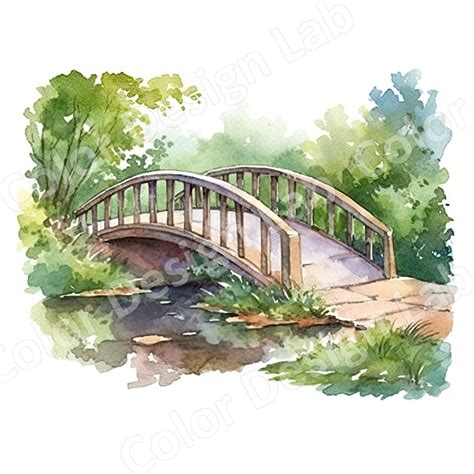 Bridge Over the Stream Clipart Set, 8 High Resolution Pngs, Digital ...