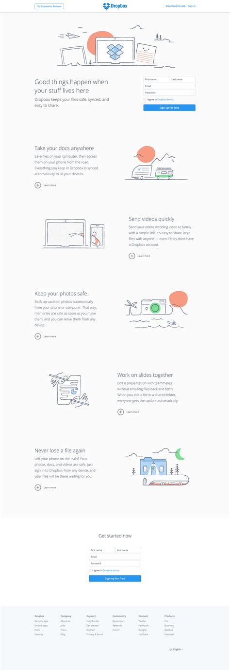 Dropbox homepage Landing Page Examples, Best Landing Pages, Landing Page Design, Homepage Web ...
