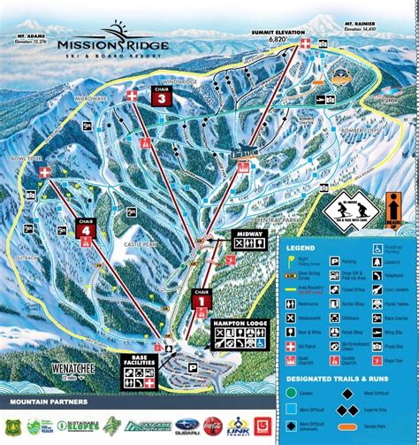 Mission Ridge Ski Area Trail Map • Piste Map • Panoramic Mountain Map