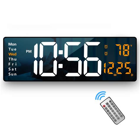 Buy Digital Wall Clock Large Display, 16.2 Inch Large Wall Clocks, LED Digital Clock with Remote ...