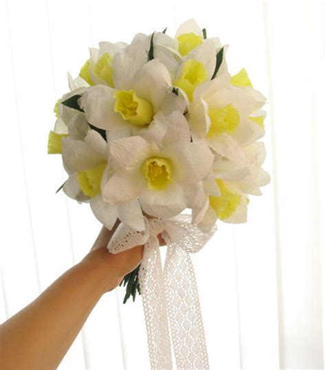 White daffodils paper bouquet/ Bridal bouquet/ Handmade white | Etsy