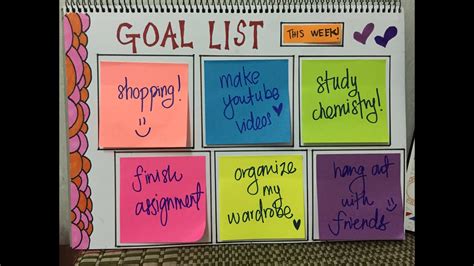 DIY Creative Goal List (using sticky notes & sharpie) - YouTube