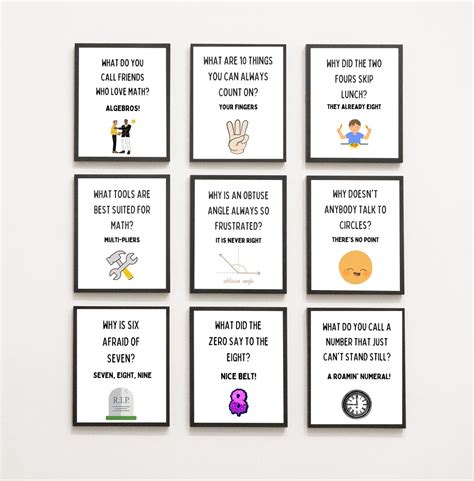 Funny Math Classroom Posters, Set of 9 Prints, Math Poster, Math Puns, Classroom Display ...