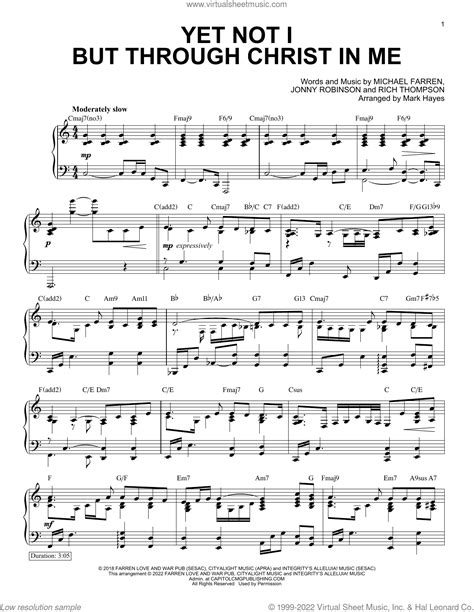 Yet Not I But Through Christ In Me (arr. Mark Hayes) sheet music ...