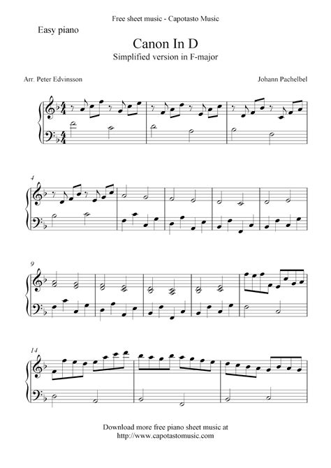 Canon In D Piano Sheet Music Free Printable - Free Printable