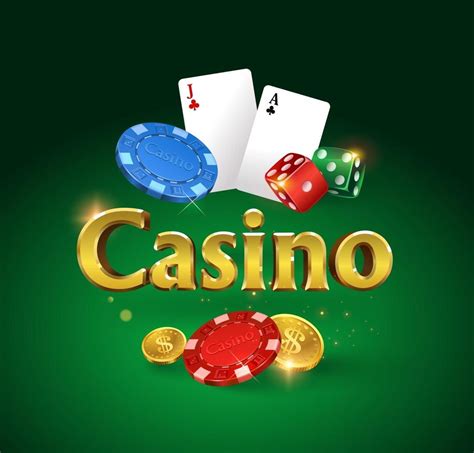 Casino logo on a green background. Dice, coins, chips 3416757 Vector ...