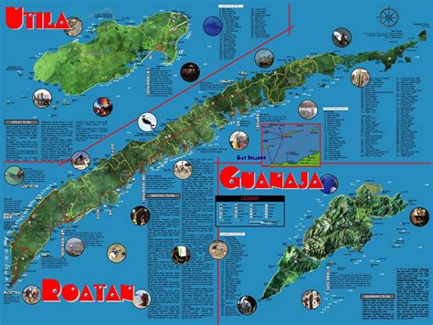 Roatan Island (Mahogany Bay-Coxen Hole, Honduras) cruise port map (printable) | Roatan, Cruise ...