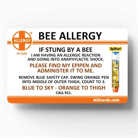 Allergy ID Card - Bee Allergy - Walmart.com - Walmart.com