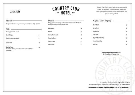 Menu | Country Club Hotel