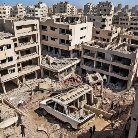 Premium AI Image | A view of the ruins of residential buildings in the ...