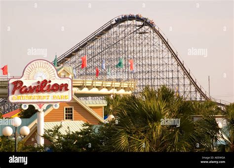 Wooden Roller Coaster Ride Myrtle Beach Pavilion Amusement Park South ...