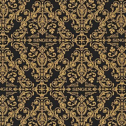 Fabric, Singer Featherweight Sewing Machines - Black & Gold Scrollwork – The Singer ...