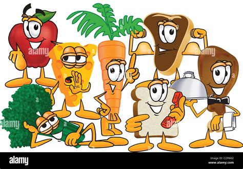 Group of Cartoon Food Characters Stock Photo - Alamy