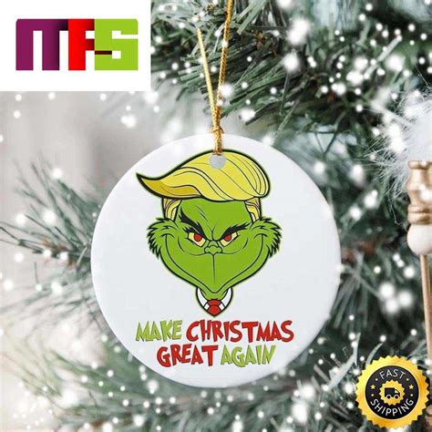 Trump The Grinch Face Funny Christmas Tree Ornaments 2023 - Masteez