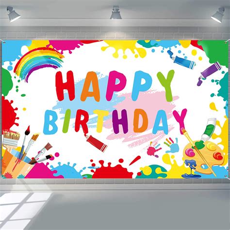 Buy Art Paint Birthday Party Decorations Supplies Artist Happy Birthday Backdrop Banner ...