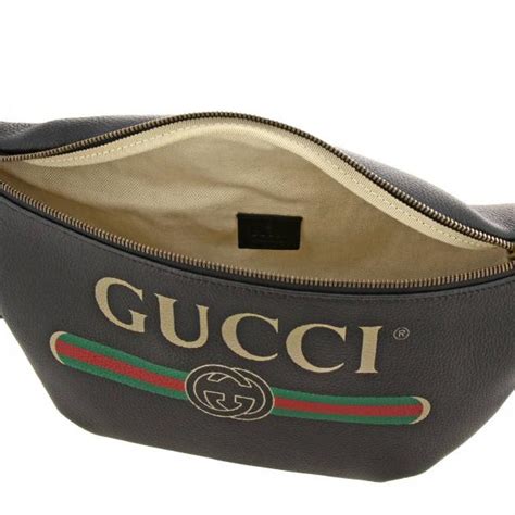 Large print pouch in genuine hammered leather with Gucci Classic print ...