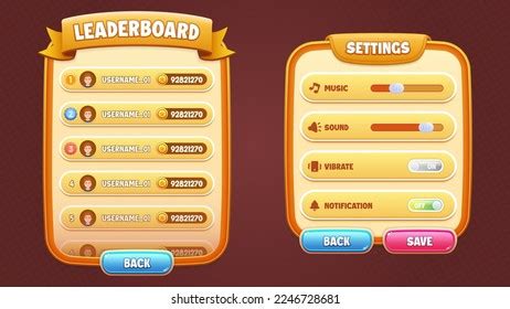 Game Ui Vector Set Leaderboard Settings: เวกเตอร์สต็อก (ปลอดค่า ...