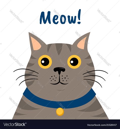 Cute cartoon gray cat icon meow Royalty Free Vector Image