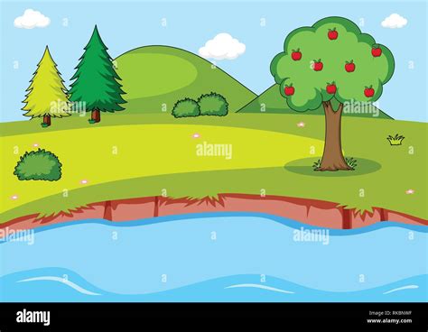 Simple nature landscape background illustration Stock Vector Image ...