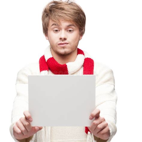 Young Funny Man Holding Sign Stock Image - Image of blank, poster: 42339811