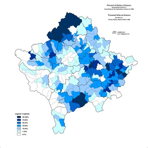 This map shows the percent of Serbs in Kosovo according to the 1948 ...