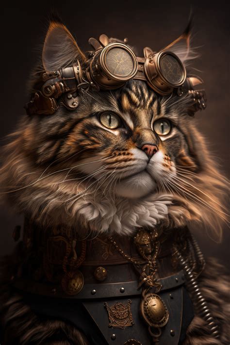 Digital Image, Steampunk Collection, Portrait, Print Ready, Cat - Etsy ...