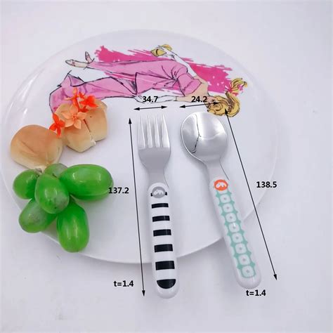 Stainless Steel Cute Cartoon Baby Kids Children Cutlery Set With Plastic Ps Handle - Buy Baby ...