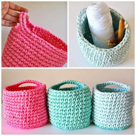 my world of wool: three t-shirt yarn baskets and Dillon - Thirteen Thirtyfive | Crochet ...